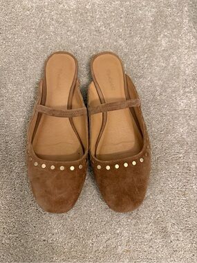 Madewell Women's Brown Suede Studded Slip-On Flats